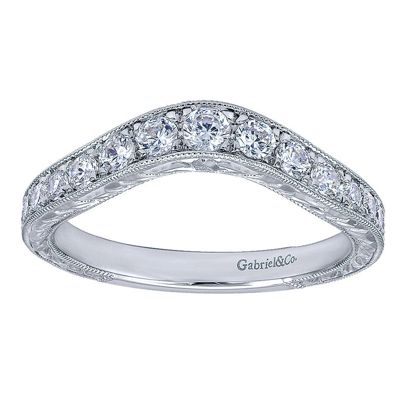 Anniversary Band 14k White Gold Diamond Curved