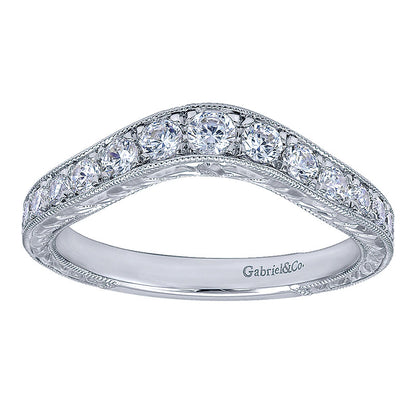 Anniversary Band 14k White Gold Diamond Curved