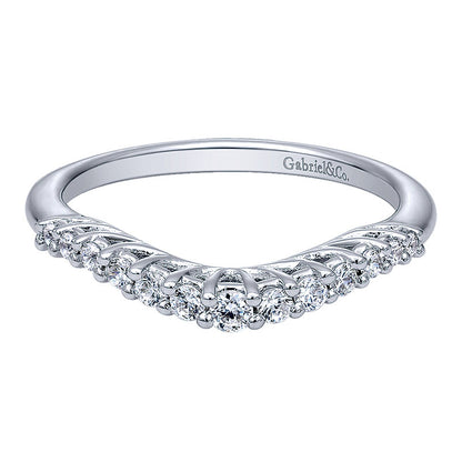 Anniversary Band 14k White Gold Diamond Curved