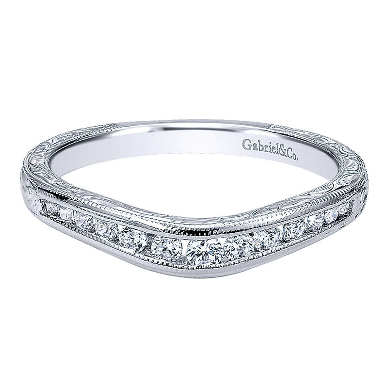 Anniversary Band 14k White Gold Diamond Curved