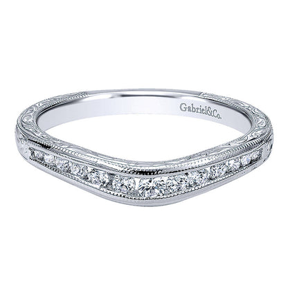 Anniversary Band 14k White Gold Diamond Curved