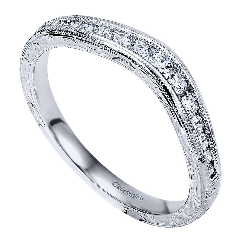 Anniversary Band 14k White Gold Diamond Curved