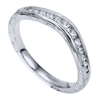 Anniversary Band 14k White Gold Diamond Curved