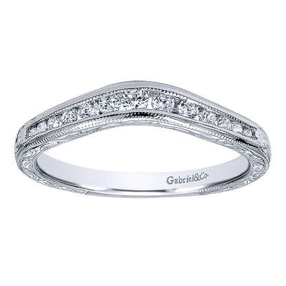 Anniversary Band 14k White Gold Diamond Curved
