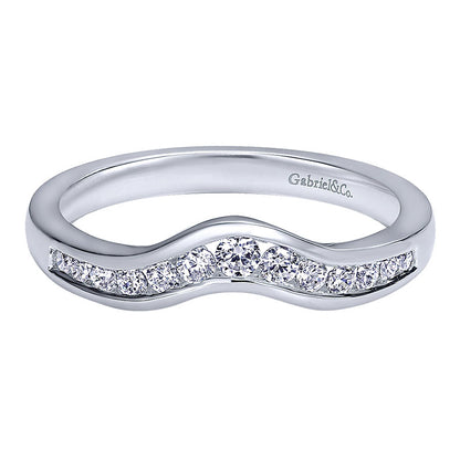 Anniversary Band 14k White Gold Diamond Curved