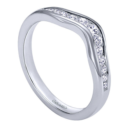 Anniversary Band 14k White Gold Diamond Curved
