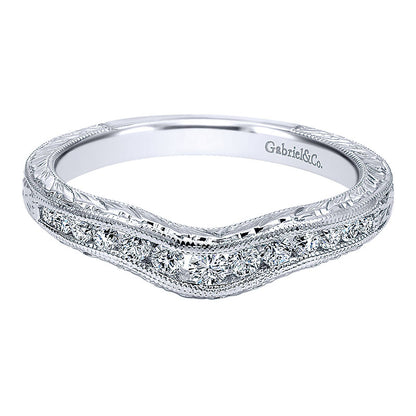 Anniversary Band 14k White Gold Diamond Curved