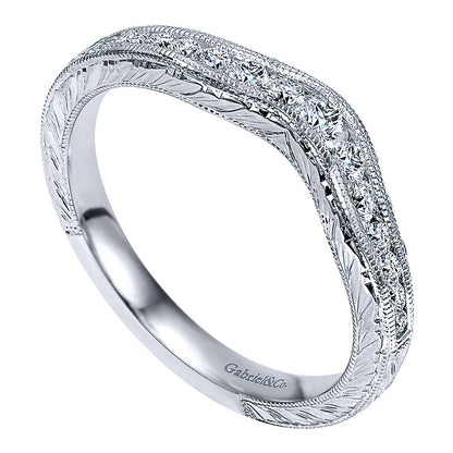 Anniversary Band 14k White Gold Diamond Curved