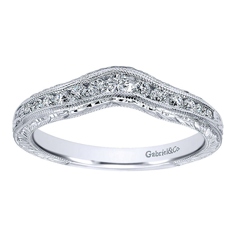 Anniversary Band 14k White Gold Diamond Curved