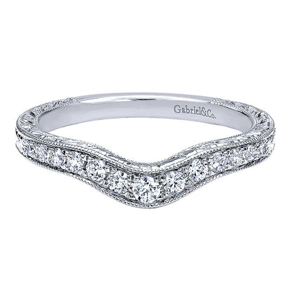 Anniversary Band 14k White Gold Diamond Curved