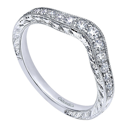 Anniversary Band 14k White Gold Diamond Curved