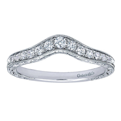 Anniversary Band 14k White Gold Diamond Curved