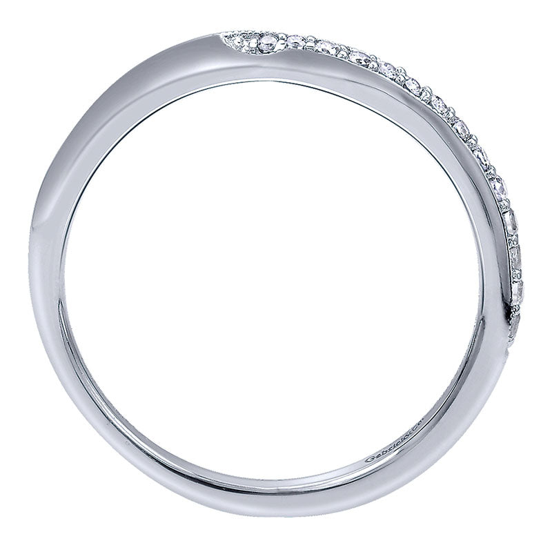 Wedding Band 14k White Gold Diamond Curved