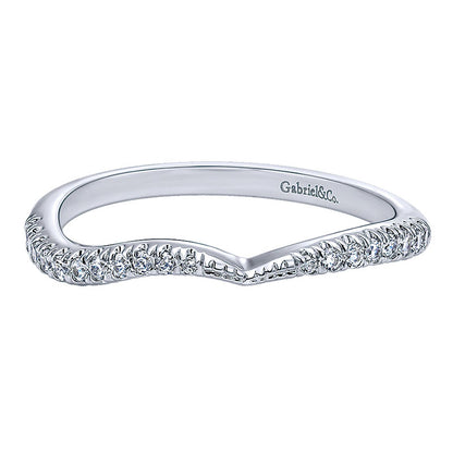 Wedding Band 14k White Gold Diamond Curved
