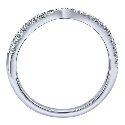 Wedding Band 14k White Gold Diamond Curved