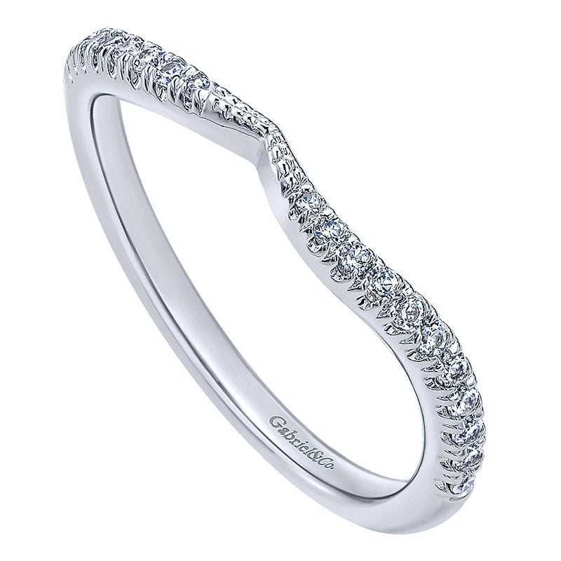 Wedding Band 14k White Gold Diamond Curved