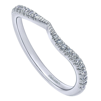 Wedding Band 14k White Gold Diamond Curved
