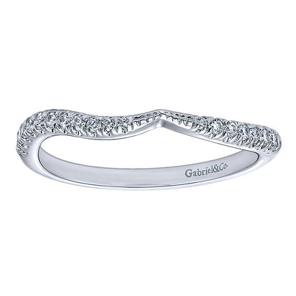 Wedding Band 14k White Gold Diamond Curved