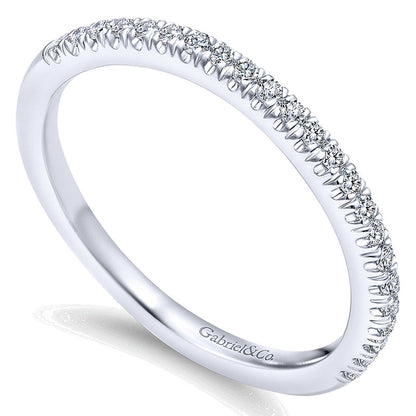Wedding Band 14k White Gold Diamond Curved