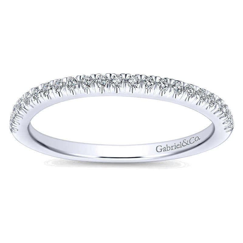 Wedding Band 14k White Gold Diamond Curved