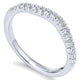 Wedding Band 14k White Gold Diamond Curved