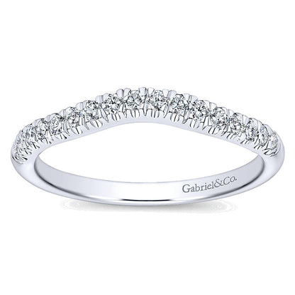 Wedding Band 14k White Gold Diamond Curved