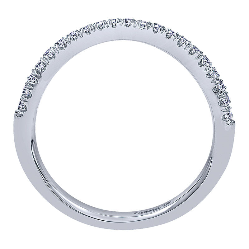 Wedding Band 14k White Gold Diamond Curved