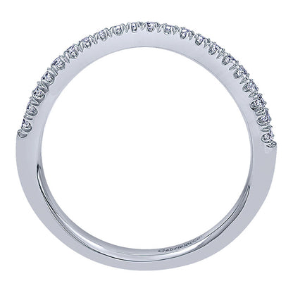 Wedding Band 14k White Gold Diamond Curved