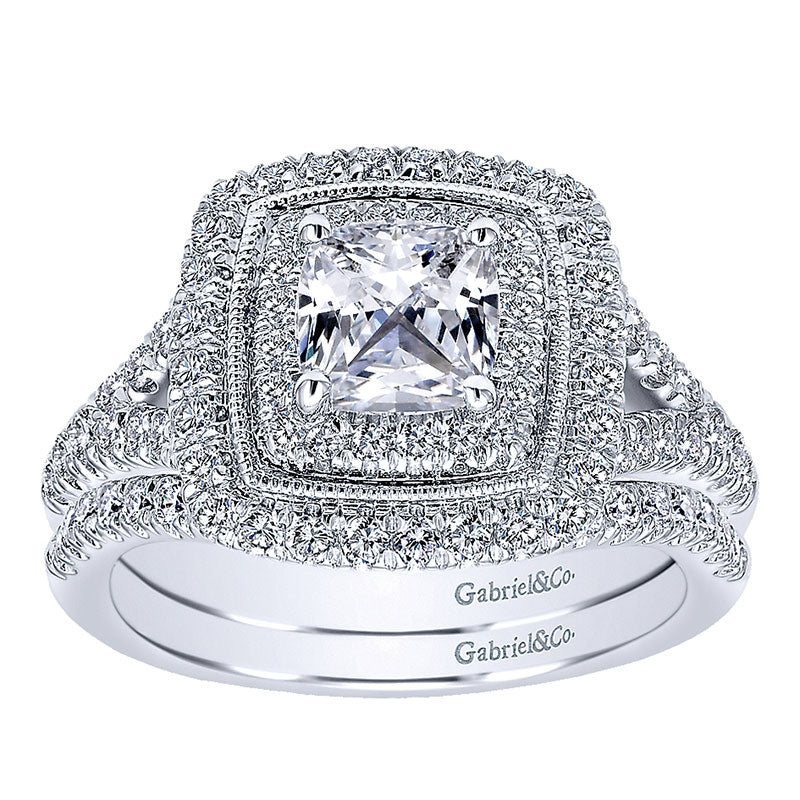 Wedding Band 14k White Gold Diamond Curved