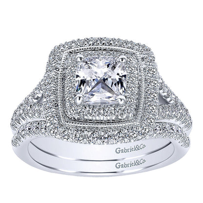 Wedding Band 14k White Gold Diamond Curved