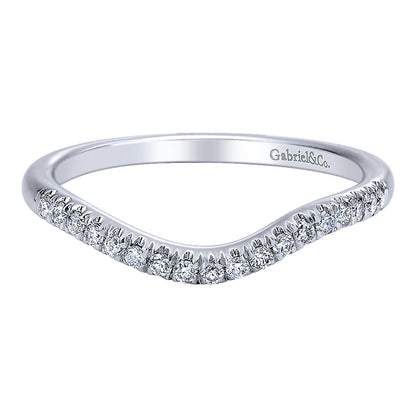 Wedding Band 14k White Gold Diamond Curved