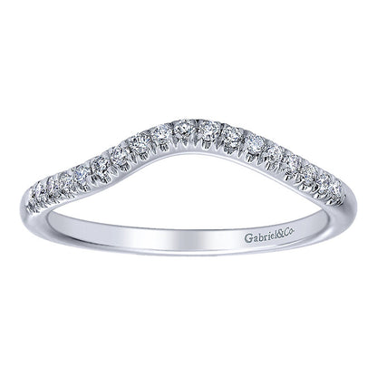 Wedding Band 14k White Gold Diamond Curved