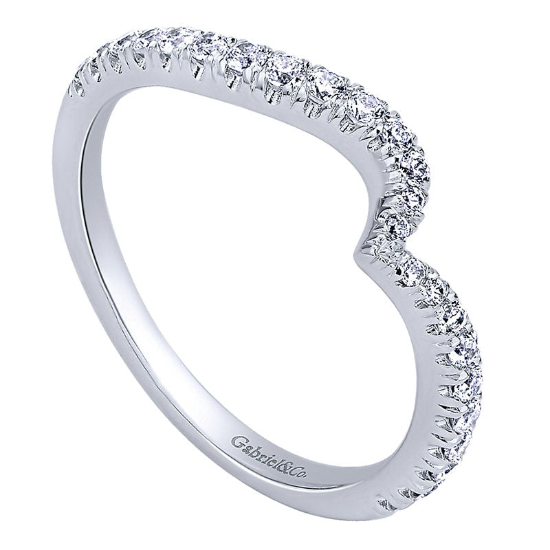 Wedding Band 14k White Gold Diamond Curved