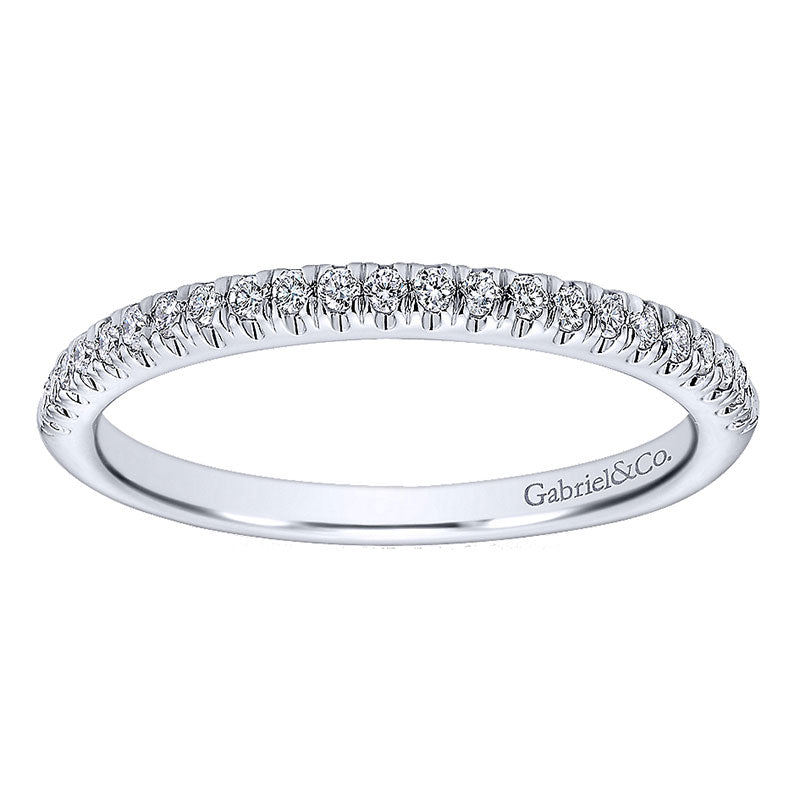 Wedding Band 14k White Gold Diamond Curved