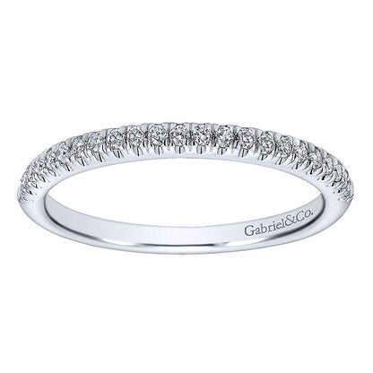 Wedding Band 14k White Gold Diamond Curved