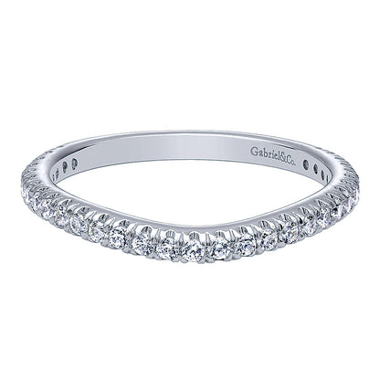 Wedding Band 14k White Gold Diamond Curved