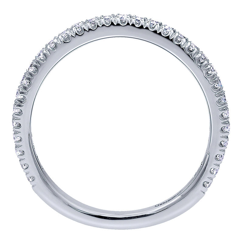 Wedding Band 14k White Gold Diamond Curved
