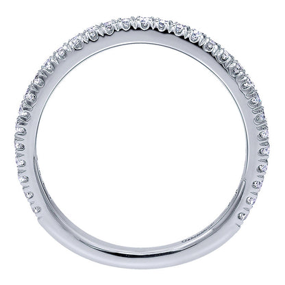 Wedding Band 14k White Gold Diamond Curved