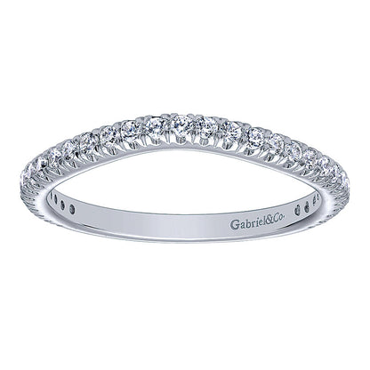 Wedding Band 14k White Gold Diamond Curved