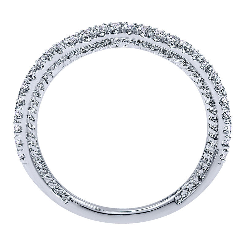 Wedding Band 14k White Gold Diamond Curved