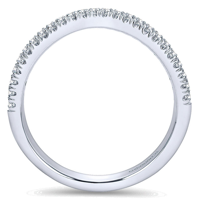 Wedding Band 14k White Gold Diamond Curved