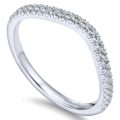 Wedding Band 14k White Gold Diamond Curved