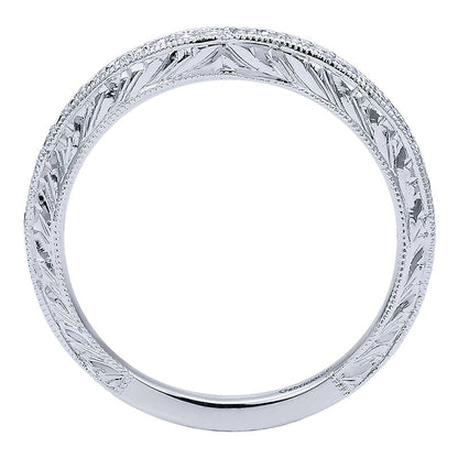 Wedding Band 14k White Gold Diamond Curved