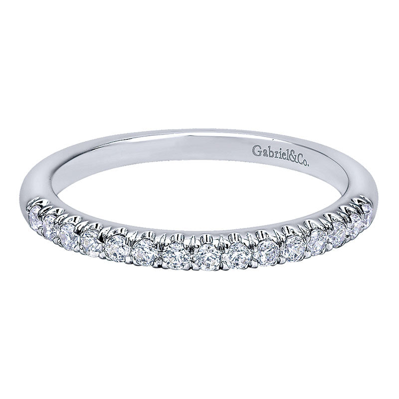 Wedding Band 14k White Gold Diamond Curved
