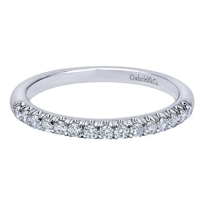 Wedding Band 14k White Gold Diamond Curved