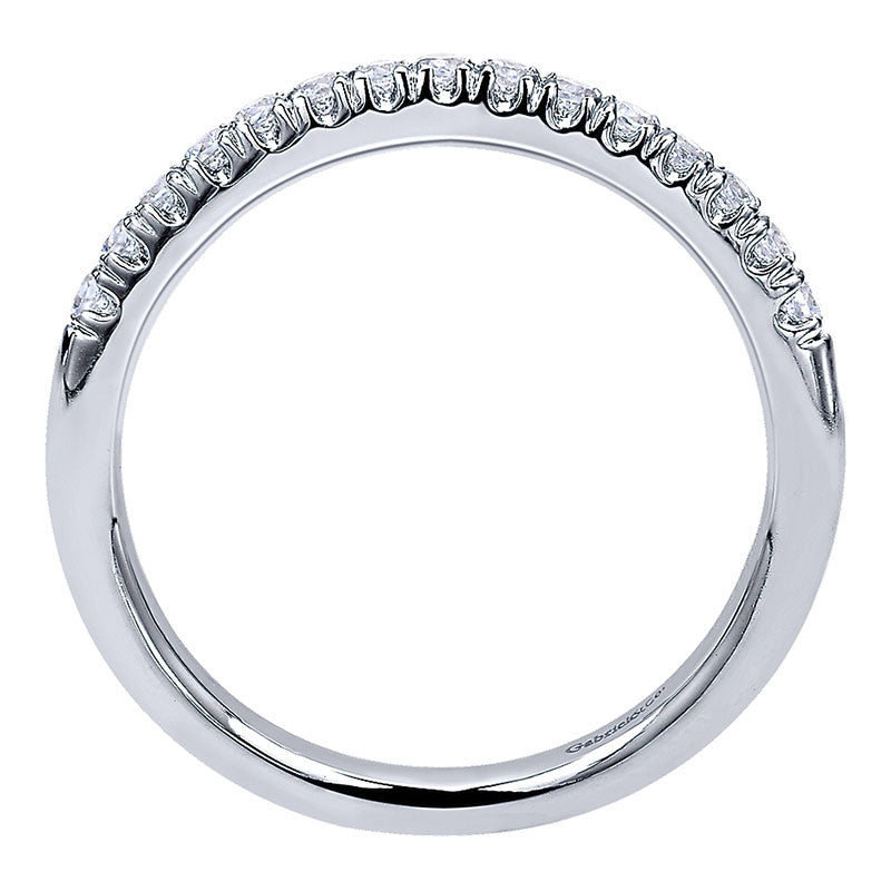 Wedding Band 14k White Gold Diamond Curved