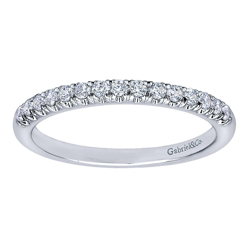 Wedding Band 14k White Gold Diamond Curved