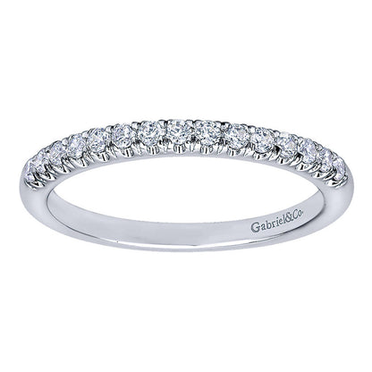Wedding Band 14k White Gold Diamond Curved