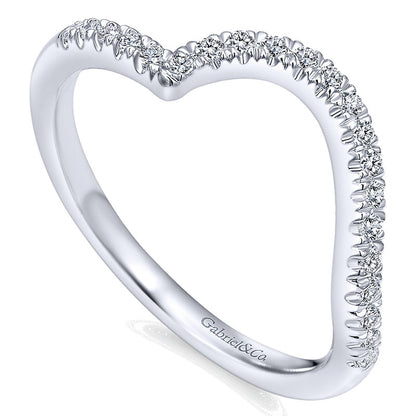 Wedding Band 14k White Gold Diamond Curved