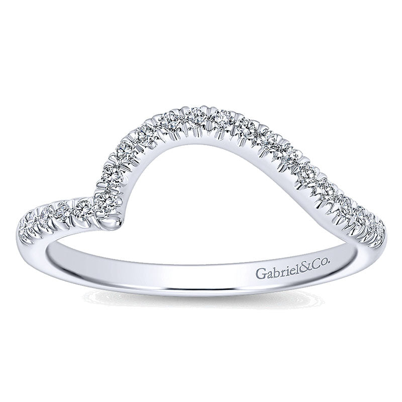 Wedding Band 14k White Gold Diamond Curved